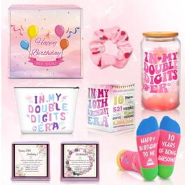 10 Years Old Girl Gift, Birthday Gifts for 10 Year Old Girl with Necklace, Beaded Bracelet, Socks, 10th Birthday Gifts for Girls, Daughter, Sister, Niece, Granddaughter