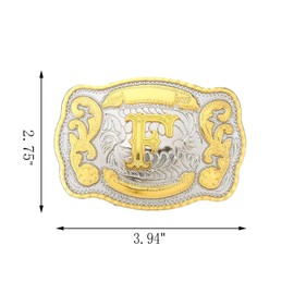 xinqida Fashion Cowboy Belt Buckles for Men Initial Letters A to Z Western Belt Buckle,Gold