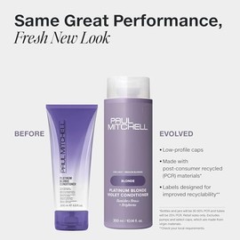 Paul Mitchell Platinum Blonde Acondicionador Violeta, Elimina Tonos Cobrizos y Aclara el Color, Ideal para Cabello Rubio Claro a Medio, Plateado, Gris o Blanco, 200 ml
