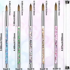 Juego de 5 pinceles de acrílico para manicura de alta calidad, para manicura y arte de uñas, para aplicación acrílica, pedicura, cepillo redondo de arte de uñas, para extensión de uñas en polvo acrílico (5 unidades)