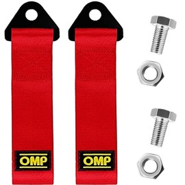 Tow Rope for Racing Car, Pack of 2 Nylon Trailers, Tow Ropes, Tow Loop, Pull Rope, High-Strength Racing Car, Universal for the Front Rear Bumper, Tow Hook (Red)