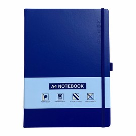 PRECIOUS LONDON A4 Notebook Hardback Ruled Notepad Notes Lined Journal Diary with Pen Holder Premium Quality Casebound Book (Royal Blue)