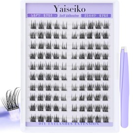 Self Adhesive Lash Clusters Natural Look Manga Self Adhesive Lashes Clusters No Glue Needed Left & Right Eye Press on Lashes Kit by Yaiseiko(100Pcs,8-16MM)