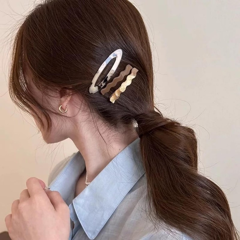 WENJESO Simple Acetate Hair Clip, For Sides/Bangs, Insta-Style, Cute Bebe