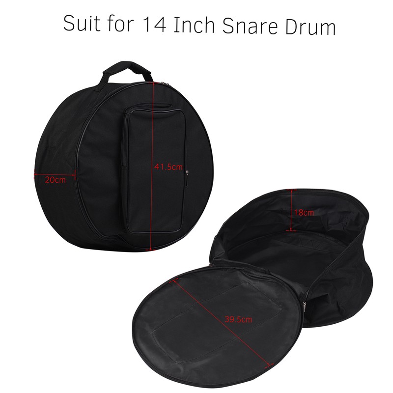 Compact Snare Drum Bag Backpack Case with Shoulder Strap Outside