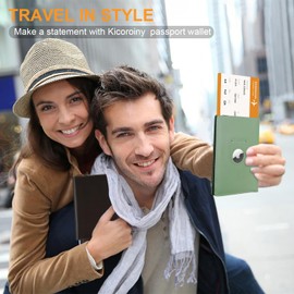 Full Grain Leather AirTag Passport Holder Wallet Cover for Men and Women Travel, Passport Holder with AirTag Slot Passport Wallet, Travel Essentials Genuine Leather Passport Cover Gifts (Pink), Pink,