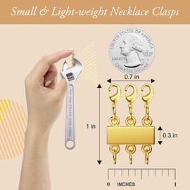 Necklace Layering Clasp - 18K Gold Necklace Separator for Layering, Magnetic Multiple Necklace Clasps and Closures for Women Necklace Chain Extender (Triple Gold A)