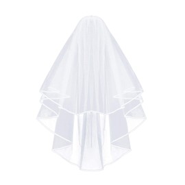 Snow Lace Bridal Veil, Tulle, Simple and Elegant Tulle Bridal Veil, Satin Edge Wedding Veil with Comb, Bridal Wedding Soft Tulle White Veil, White