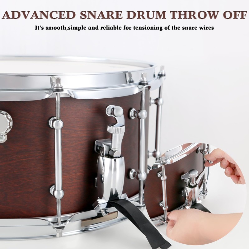 EASTROCK Snare Drum 14 X6.5 Inches Reddish Brown Texture Finish