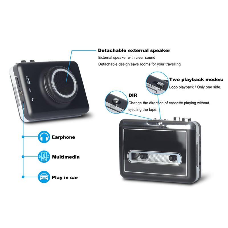 Cassette Players Upgrade Portable USB Tape to MP3 Converter with