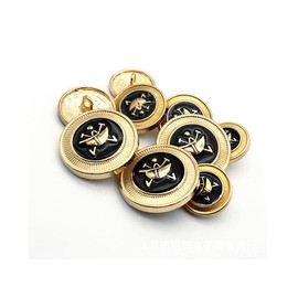 5 PCS Metal Black Gold Round Buttons Clothes Accessories DIY Handmade Materials Fashion Decorative Boat Pattern Buttons for Clothes Decor (#3 Black Gold, 15mm)