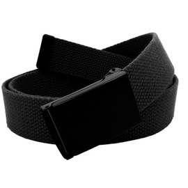 Build A Belt 1.25" Wide Black Flip Top Buckle with Canvas Web Belt (Boys Large Black)