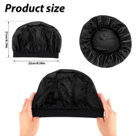 Prasacco Baby Kids Bonnets for 0-6 Months, Adjustable Bonnet for Kids Toddler Soft Silk Night Hats Baby Satin Bonnet Sleep Cap Sleeping Cap for Natural Hair Toddler Child Baby Girls Boys(Black)
