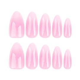 AkiliBIELY Almond Press on Nails Medium White Ombre Pink Fake Nails Women Cute Fantasy Glue on Nails Acrylic Gel Stick on Nails Classy Aesthetic False Nails Wedding Birthday