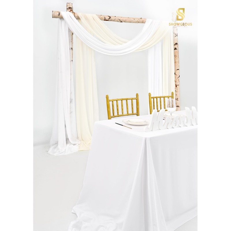 Wedding Arch Draping Fabric,2 Panels 28" x20ft Ivory and Cream