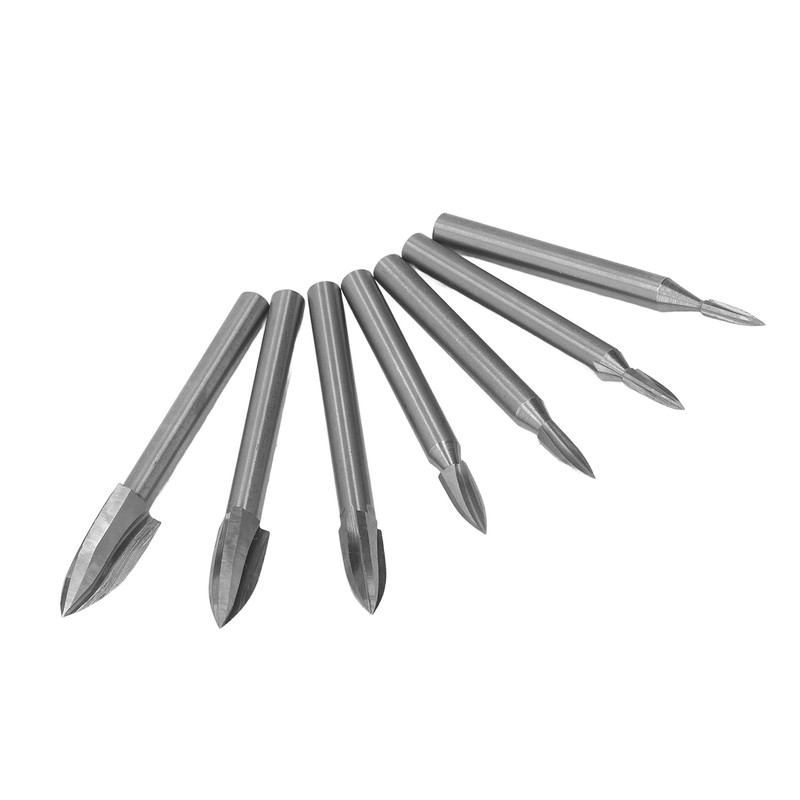 7Pcs Engraving Drill Bit 6mm Shank High Speed Steel Carving