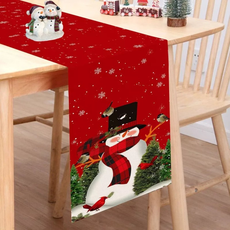 Muñeco Nieve Navidad Camino De Mesa Decoración Mesa Navideña