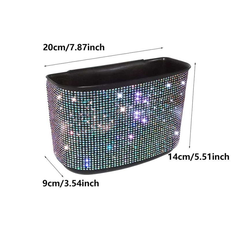 Baceyong Diamond Car Trash Can Creative Personality Hanging Diamante Trash