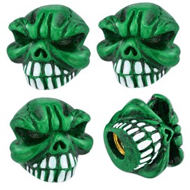 Arenbel Skull Valve Stem Cap 4 Pack Universal Stem Covers for Cars, SUVs, Bike and Bicycle, Trucks, Motorcycles, Attractive Car Accessories Green
