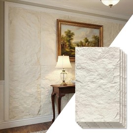 3D Lava Rock Molten Texture PU Wall Panels, 24"x48" Ivory White