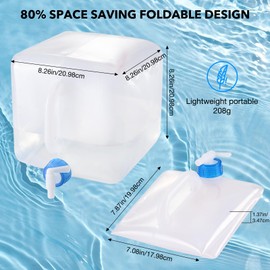 ACEROMT Foldable Water Canister, 10 L, Water Canister with Tap, Water Tank, Camping Folding Canister, Drinking Water Canister, Food-Safe Canister, Water, Leak-proof Dosing Tap and Carry Handle