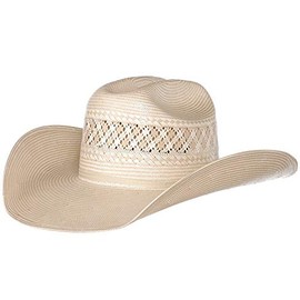NRS Mens Two Tone Vented Ivory and Tan Rancher Crease Straw Hat 71/8 Tan/Ivory
