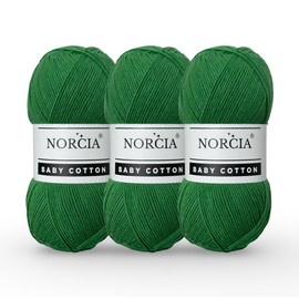 Norcia - Algodón para bebé, 55% algodón, 45% hilo acrílico, fino/deportivo (2) para ganchillo y tejer, hilo de amigurumi suave, 100 gr (361 yardas)