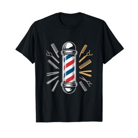 Barber Pole Icon Barber Tools Scissors T-Shirt