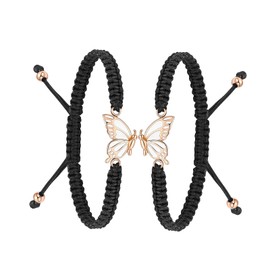 QGJNSGC 2 Pieces Butterfly Urn Bracelet for Ashes Stainless Steel Cremation Bracelet Keepsake Braided Rope Adjustable Bracelet Bangle Memorial Jewelry for Women Girls, Stainless Steel