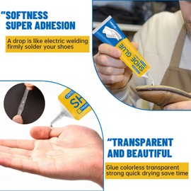 Ganbaro® 60 ml*2 Shoe Repair Shoe Sole Glue Clear Sole Repair Adhesive Kit Strong Repair Glue for Shoes Fix with 2 Sandpapers and 4 Rubber Bands for Rapairing Sneakers, High Heels, Climbing