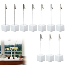 Wooden Photo Holder with Clips, Postcard Holder, Pack of 10 Photo Holders, Memo Clip Holder Stand, Wooden Photo Stand, Photo Holder with Clips, Note Holder, for Home Decoration, Office, Home