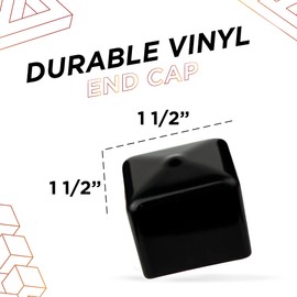 Made in USA Prescott Plastics 1.5" Inch Square Vinyl Plug Insert (50 Pack), Black Rubber Flexible End Cap for Metal Tubing, Fence, Glide Insert for Pipe Post and Furniture