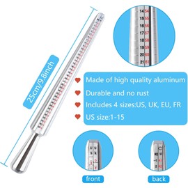 Ring Sizer Gauge Set with Plastic Ring Sizer Belt, 3Pcs Ring Sizer Measuring Tool Set,Metal Steel Ring Sizer Set Mandrel Gauge Finger Size Measure Ring Sizing Measurement Tool,Ring Sizing Mandrel Tool