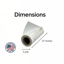 Sticky Wash Away - Water Soluble Stabilizer 12” x 5 Yd, for Machine and Hand Embroidery, Quilting, Free Standing Lace, Bookmarks, etc. by H.B.I. Products