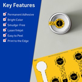 Avery Printable Lollipop Labels with Sure Feed Technology, 1-1/2" x 4", Bright Yellow Labels, Print-to-The-Edge, Laser/Inkjet, 80 Total, Great for Jar Labels and Baking Seal Stickers