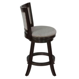 Cortesi Home Ferne Solid Wood Swivel Counter Stool, 24" Gray Fabric