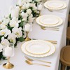 60 Pcs Ivory Scalloped Plastic Plates with Gold Trim, Heavy-Duty
