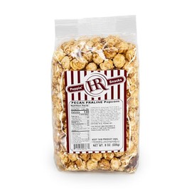 Pecan Praline Popcorn | 8 oz. | Rich, Buttery Pecans | Candy Coated Popcorn | Burst of Flavor | Made in Gibbon, NE | HR Poppin' Snacks
