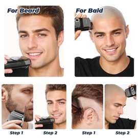 PRITECH Foil and Bald Shavers 2 in 1 Electric Shaver for Men Foil Blade and PopupTrimmer with Rechargeable 3 Adjustable Speeds Men's Beard Shaver