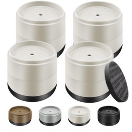 Furniture Risers Bed Risers Heavy Duty 1 inch, 2 inch, 3 inch, 4 inch Round Adjustable Bed Lifts Riser for Desk Legs Table Couch Sofa Chair Refrigerator Washing Machine (1+1 Inch, White, 4 Pack )