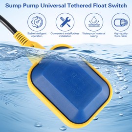 6M 19.7ft Cable Float Switch Water Level Controller for Tank Pump Sump Pump, Water Tank