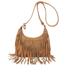 Aisi Women Vintage Tassel Crossbody Bag Vegan Suede Leather Satchel Handbags Purse Messenger Fringe Shoulder Bag