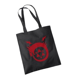 SmartyPants Fullmetal Alchemist Ouroboros Tote Bag Anime Manga Japanese Japan TV Show Cartoon Transmutation Alchemy Science Machine Show Gift Present Idea 100% Cotton Shopper (Black Prime)