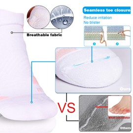 Hylaea Womens Athletic Running Ankle Socks for Sports, Golf, Anti Blister, Seamless Toe, Compression Arch Support, Wicking Coolmax, Anti-odor