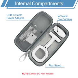 Derebir Travel Pack for Nanit Pro Baby Monitor, Travel Stand/Flex Stand for Nanit Pro & Protective Hard Shell Carrying Case, Portable and Easy Storage, 10FT USB C Charging Cable Power Adapter Included