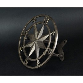 Zeckos Decorative Wall Mounted Cast Iron Compass Rose Garden Hose Holder Bronze