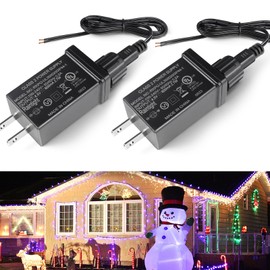 2Pack DC 4.5V 2.7W 0.6A Class 2 Power Supply, IP44 Waterproof Low Voltage LED Transformer, Replacement Yard Inflatable Adapter Driver with US Plug,UL Listed,for Christmas Light,Inflatables