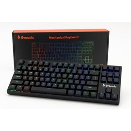 Evounic RGB Mechanical Gaming Keyboard, 87 Keys TKL Design, Backlit with Multiple Light Modes, USB Wired, Fast Response Time for PC, Laptop, Gaming Console