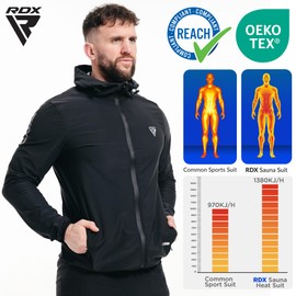 RDX Sauna Suit, REACH Compliant OEKO TEX 100 Certified, Full Body Sweat Heat Suit with Hood