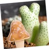 CAXUSD Tiny Mushroom Figurines in Ceramic 6pcs Garden Miniature Adornment